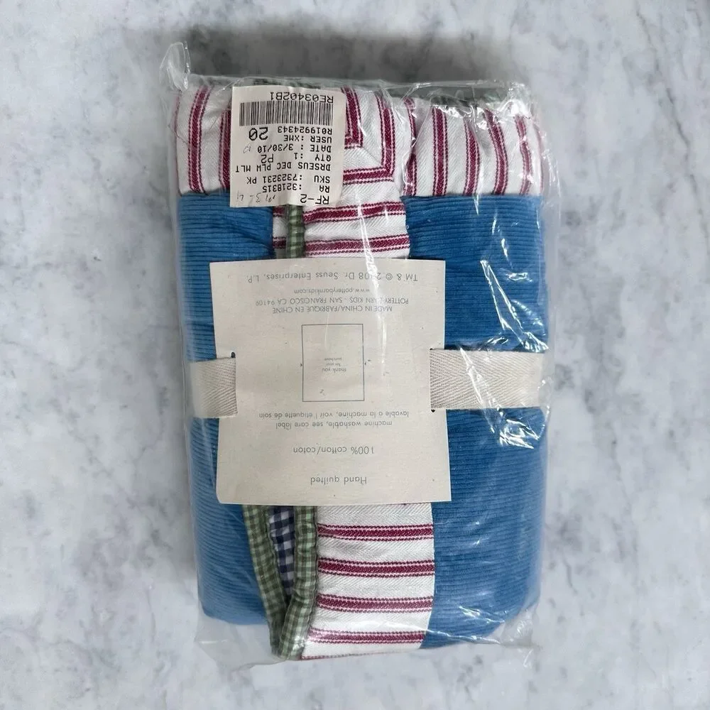 Pottery Barn Kids Dr Seuss SMALL Quilted Sham Set 100% Cotton Blue Red White